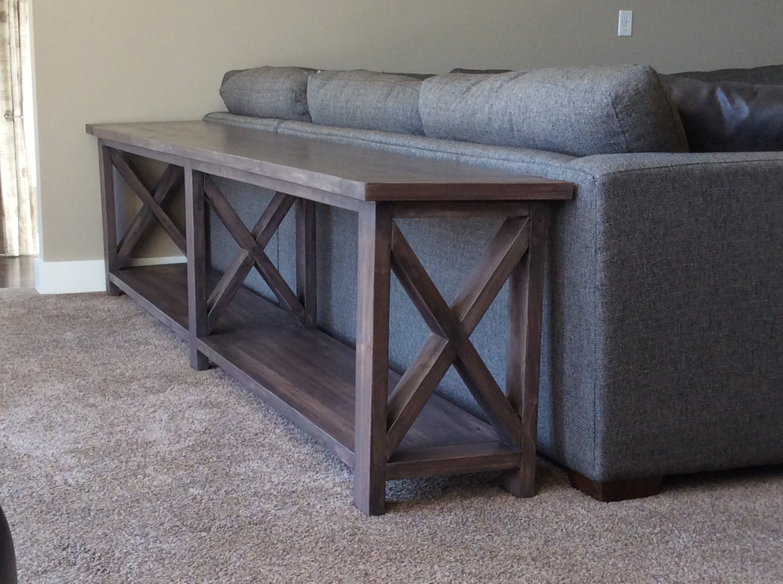 farmhouse behind the sofa table